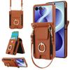 Borsa a tracolla con cordino lungo, porta carte, portafoglio, anello, custodia in pelle per Samsung Z Flip 8 7 6 5 4 3, antiurto, con supporto, cover sottile