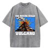 Oversized Women Washed T-Shirts Volcano Manga Printed Tee Shirts Cotton Distressed Oversize Tees Vintage Female Clothes