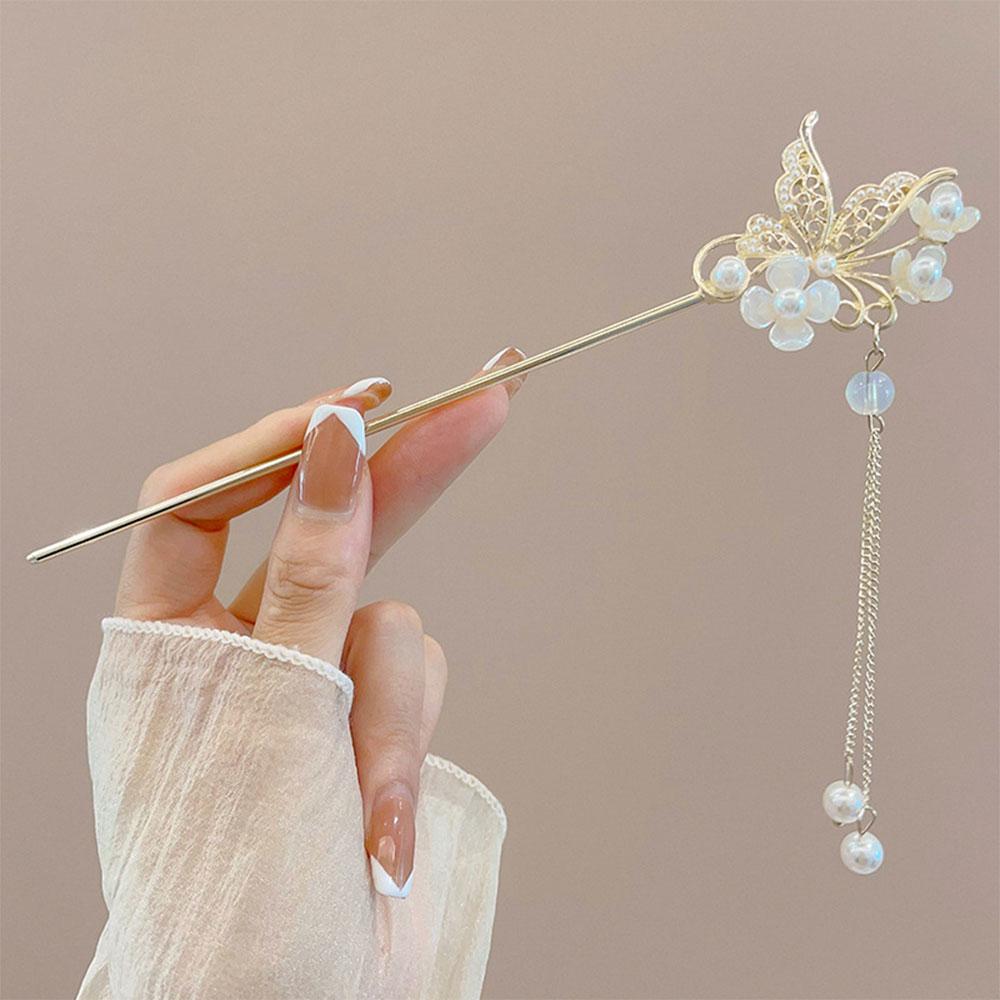 Elegant Chinese Style Tassel Hair Stick Hairpins Traditional Floral Hanfu Hair Sticks Women’s Vintage Bamboo Hair Accessories