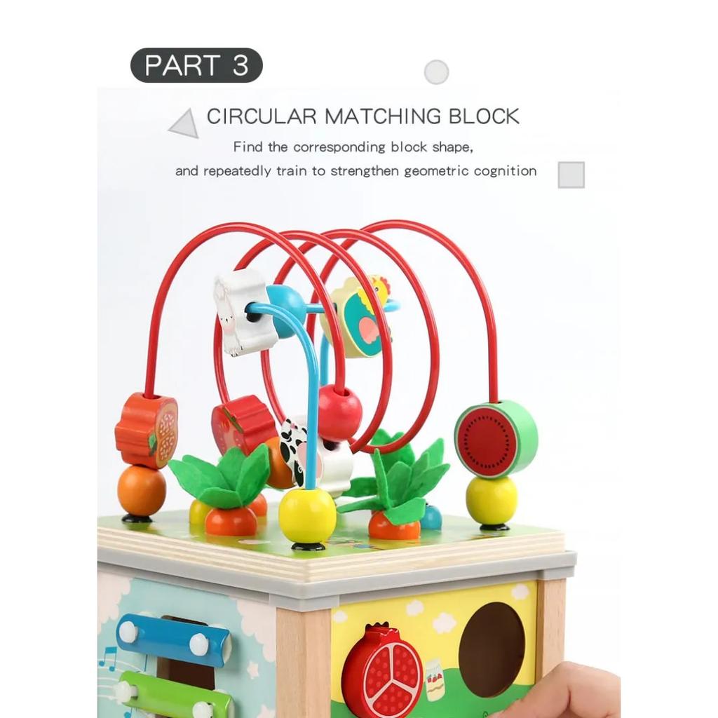 Montessori Wooden Children's Toys Multifunction Beaded Treasure Box Preschool Baby Building Blocks Early Education Kids Toys