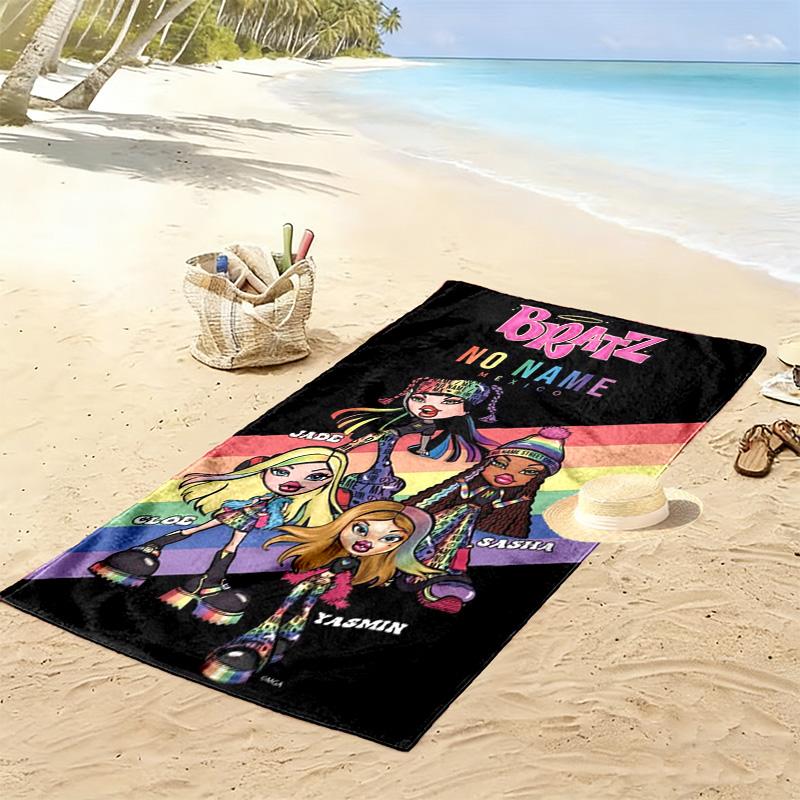 Bratz Cartoon Print Beach Towel, Large Soft Quick Dry Towel for Beach Camping Swimming