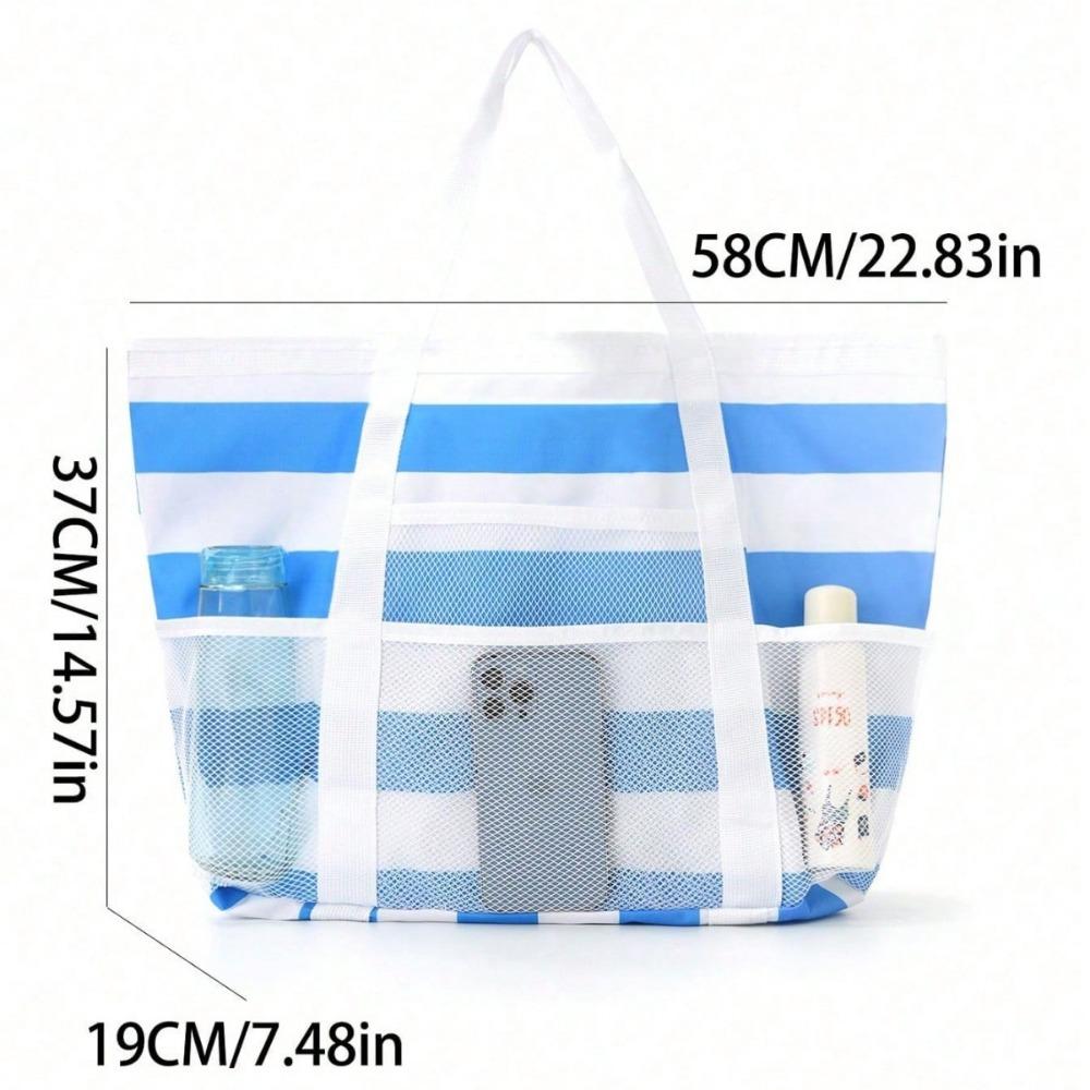 Beach Bag Large Capacity Toy Mesh Swimming Bag Multifunctional Travel Shoulder Beach Bag Swimsuit Storage Bag