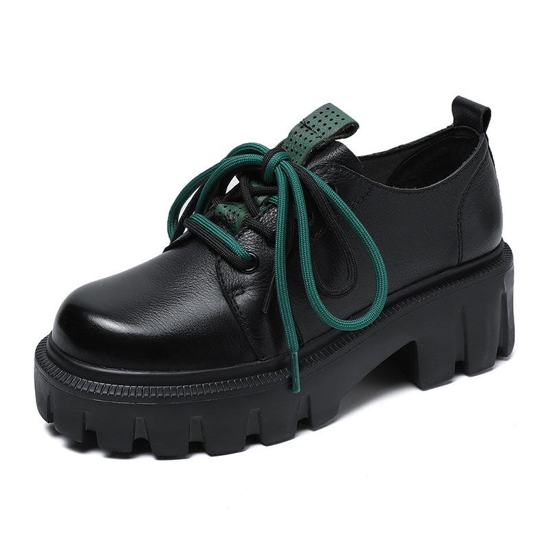 Echtes leder frauen schuhe muffin dicken boden einzelnen schuhe kleine leder schuhe