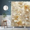 1pc Pearl Flower Hidden Danger Pattern Shower Curtain, Polyester Fabric, Machine Washable, Suitable for Bathroom Decoration