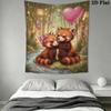 Cute Cartoon Animals Wall Tapestry Aesthetic Wall Hanging Printed Fabric Blanket Decorative Tapestries for Bedroom Living Room Home Decor