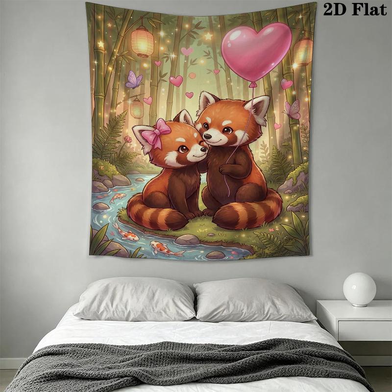 Cute Cartoon Animals Wall Tapestry Aesthetic Wall Hanging Printed Fabric Blanket Decorative Tapestries for Bedroom Living Room Home Decor