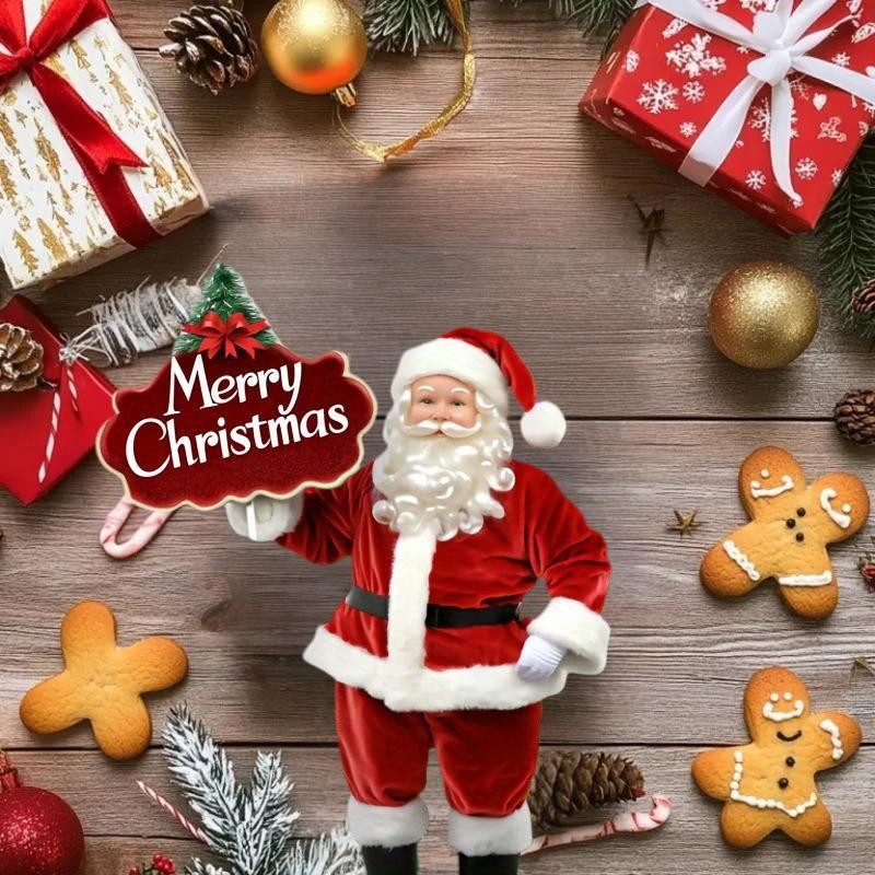 1 Pezzo Babbo Natale Giardino Interno ed Esterno Segno Decorativo Acrilico 2D Buon Natale Indossare Spina Bandiere da Giardino di Natale per Esterno