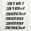 Adesivo con lettere emblema ABS 3D nero 320i 316i 318i 330i 335i 340i 316d 318d 330d 320d per accessori auto E46 E90 F30