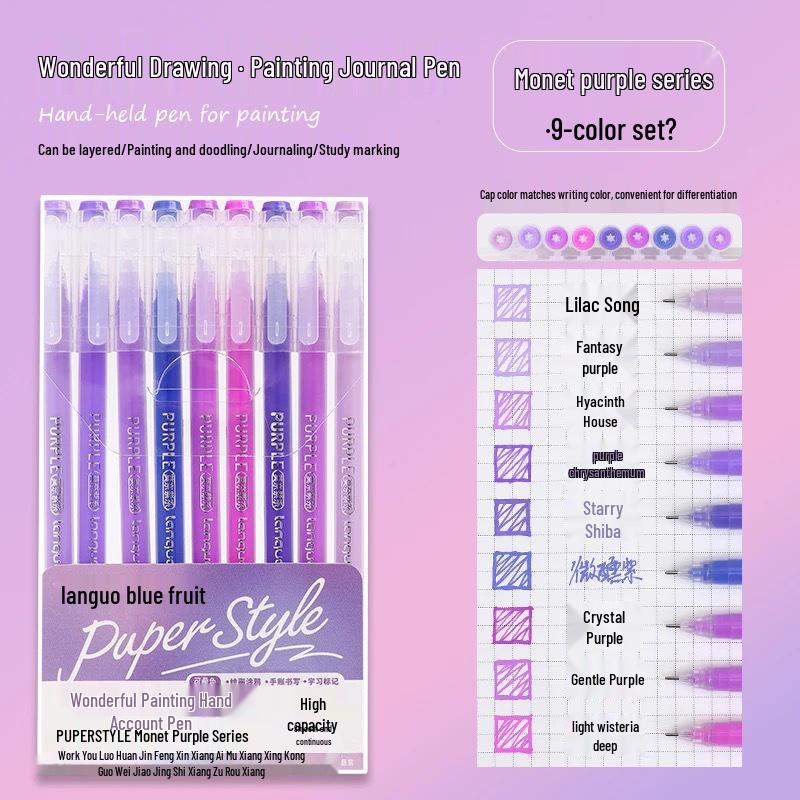 Blaues Frucht-Tagebuch-Stifteset: Gel-, Highlight-, Doodle- & Fluoreszenz-Markerstifte zum Zeichnen & Ausmalen, Große Kapazität