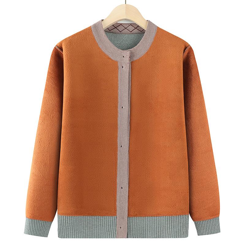 Sweater jacket fleece thickened clothes warm winter large size knitted cardigan