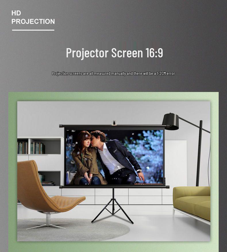 Floor Projection Screen with No-Punch Bracket, Portable for Outdoor Use - Free Shipping