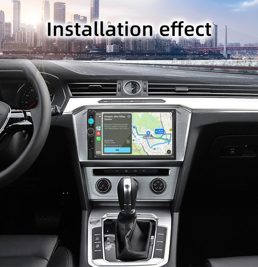 BQCC 7" 2 Din/1 Din MP5 Car Player Mirrorlink FM Car Radio Colorful Lights Wired Android AUTO/CarPlay Car Stereo F7010C