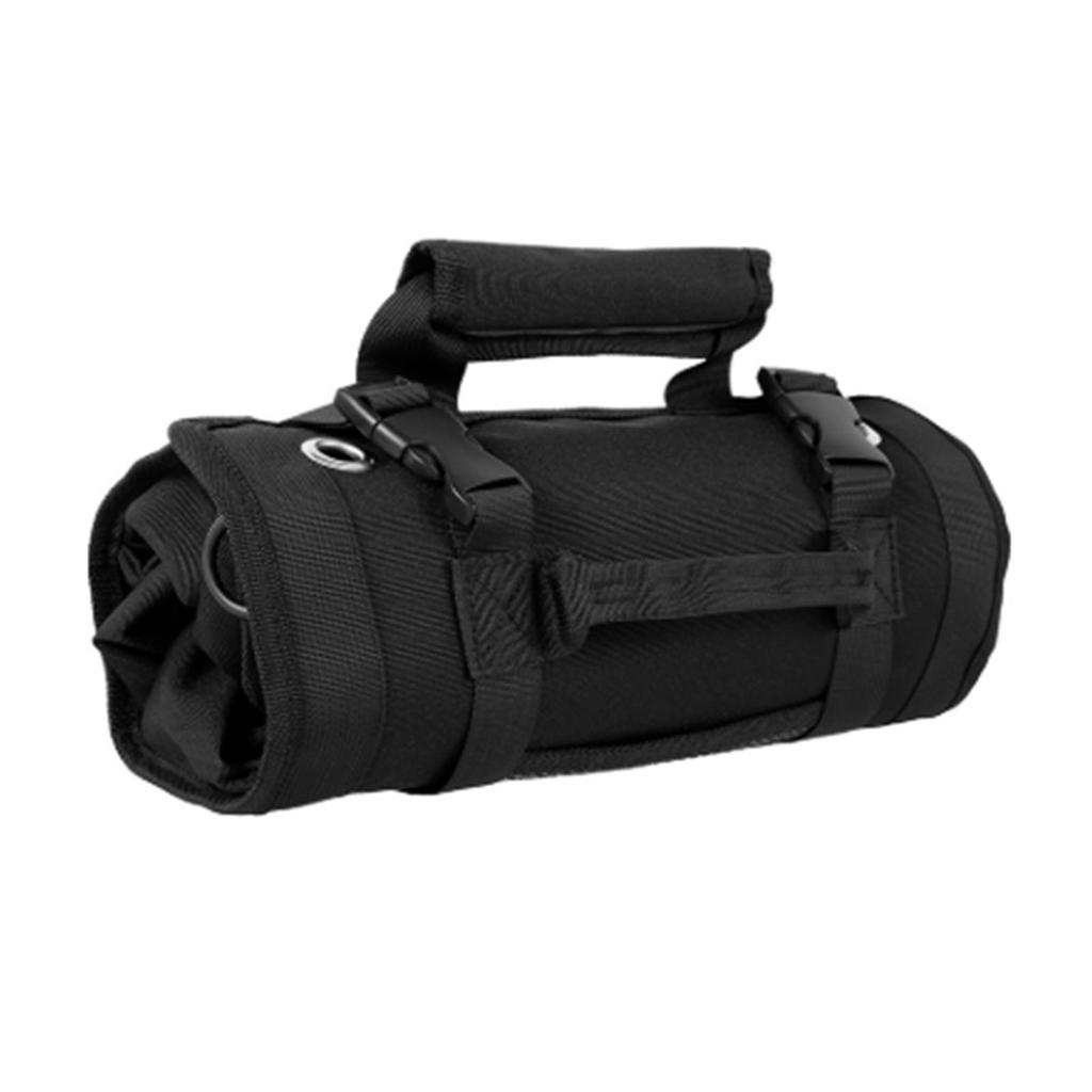 Rollup Tool Bag Organizer Oxford Fabric Ergonomic Handle Portable Rollup Toolbag for Home Maintenance Black