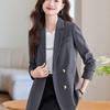Jaro Podzim Nový Univerzální Módní Elegantní Šedý Malý Oblek Volný Trendy Britský Styl Středně Dlouhý Senior Oblek