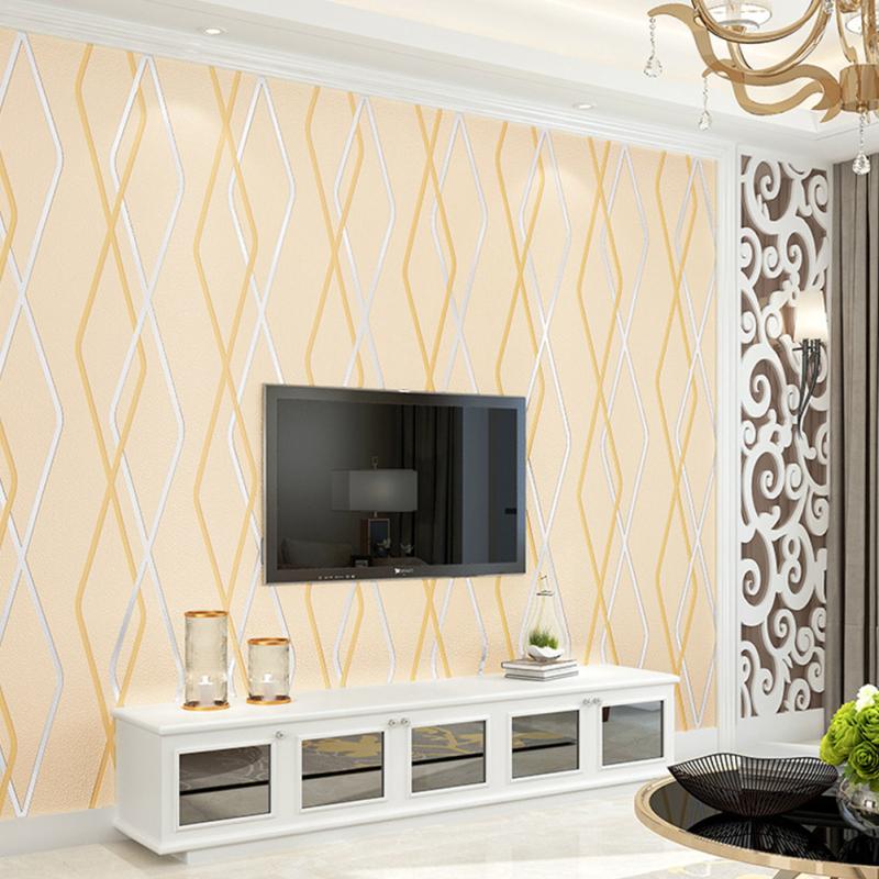 

1 рулон 3d полосатый узор обои Diy самоклеющиеся наклейки на стену для спальни, гостиной, телевизора бежевый/жёлтый