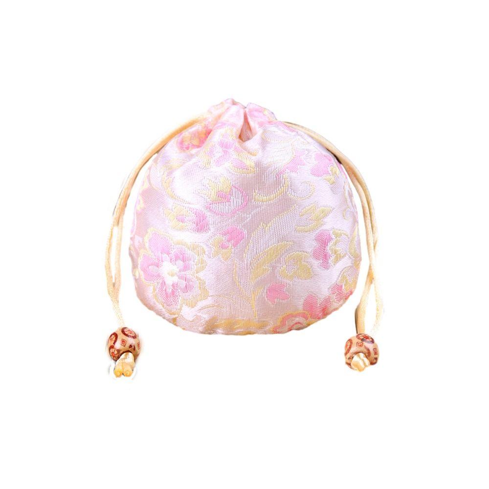 Chinese Style Embroidery Flower Drawstring Bag Jewelry Packing Bag Festive Sugar Bag  Daily