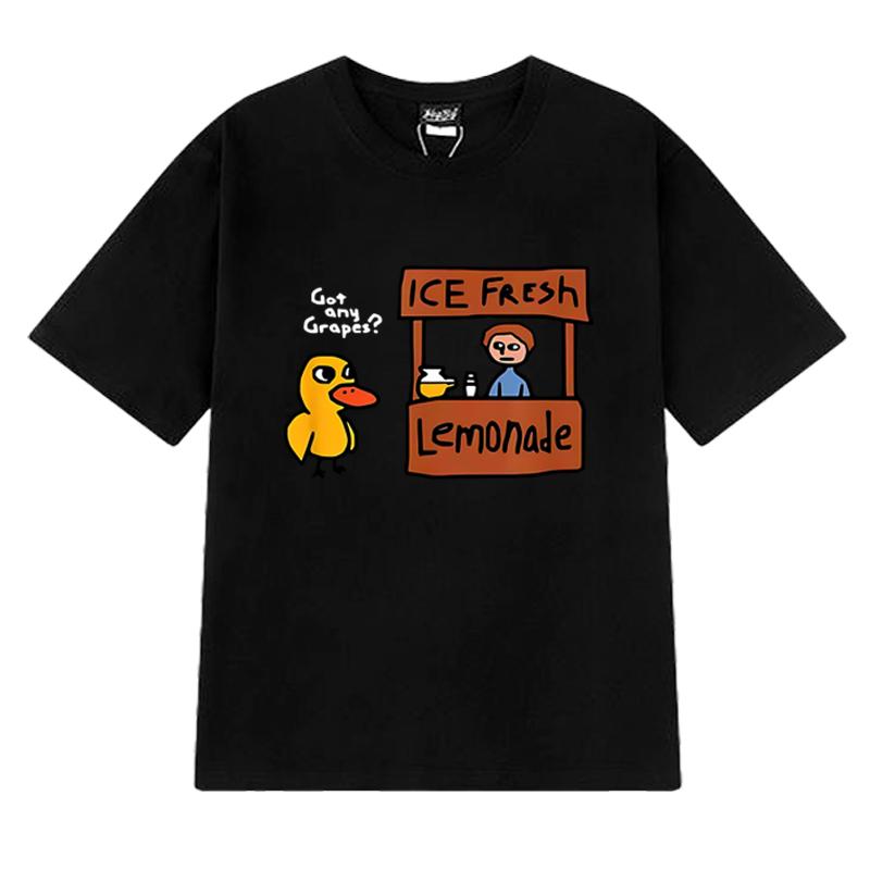 

Summer Funy Cute Duck Got Any Grapes T shirt Men Women harajuku harajuku short sleeve T-shirts Unisex Oversized 100% Cotton Tops 4XL