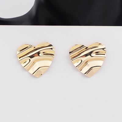 Wrinkle Heart Women's Stud Earrings Folded Small Love Heart Bohemian Female Ear Accessories Unusual Earrings Boucle Oreille