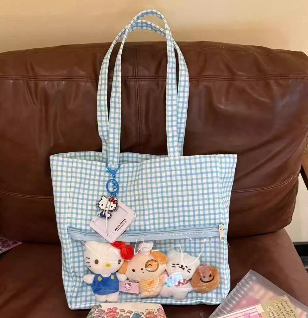 

Japanese two-dimensional yuan bar pain bag baby bag 2025 new blue polka dot shoulder bag cute large-capacity support bag