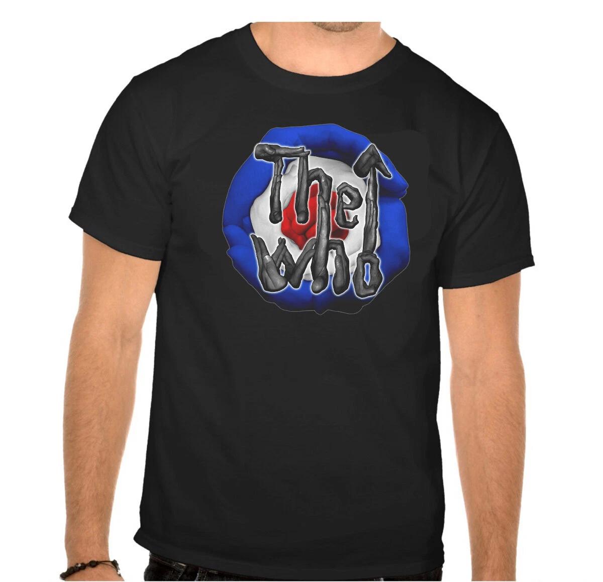 

The Who Rules Rock Fun Music Logo Finger Picture. Black T SHIRT -858- M