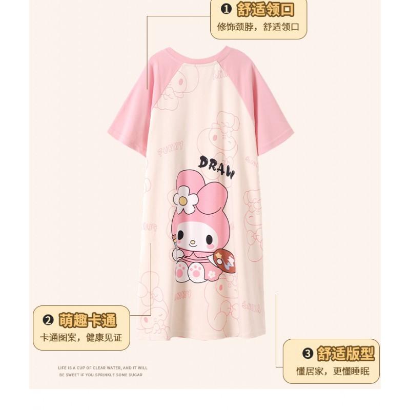 2026 Girls Cotton Nightdress Short Sleeve Pajama Dress Kids Ages 8-14 Soft Breathable Sleepwear
