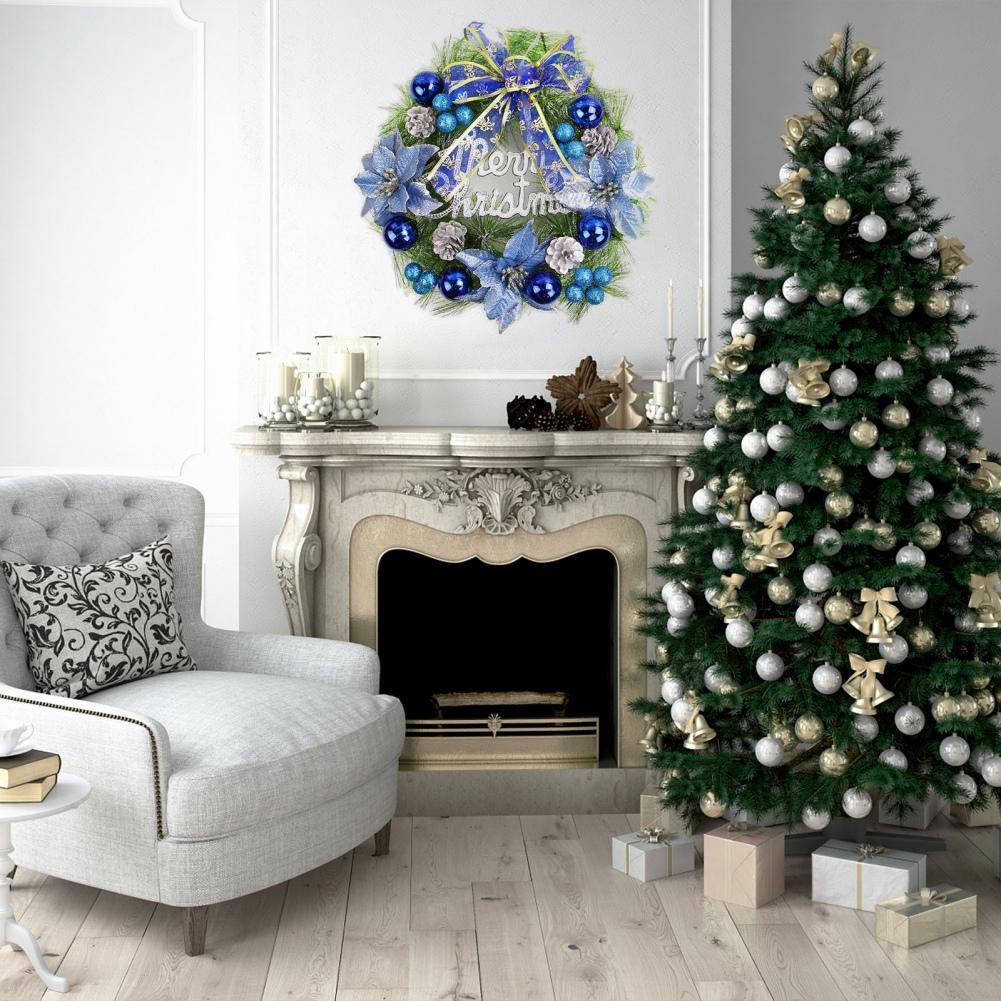 Christmas Wreaths for Front Door Winter Colorful Plating Balls Wreath with Merry Christmas Signs for Home Decor Party Holiday