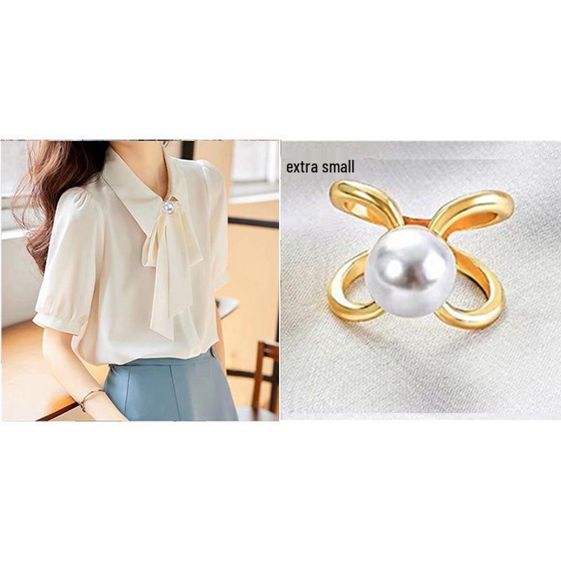 Korean Pearl Camellia Scarf and Shawl Buckle for Fashionable T-Shirts