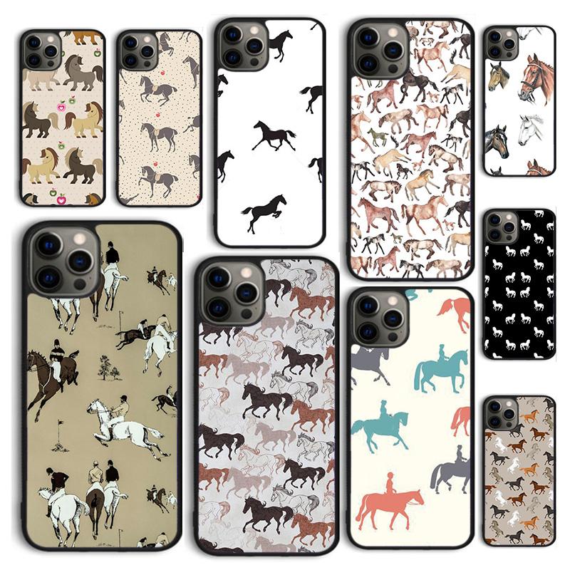Herbst Pferde Muster Collage Handyhülle Cover für iPhone 17 Air 16 16e 15 12 11 13 14 Pro Max Apple Plus Hülle