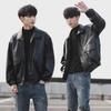 Men's Trendy Korean-Style Leather Motorcycle Jacket - Loose Fit Pilot Design for Spring & Autumn