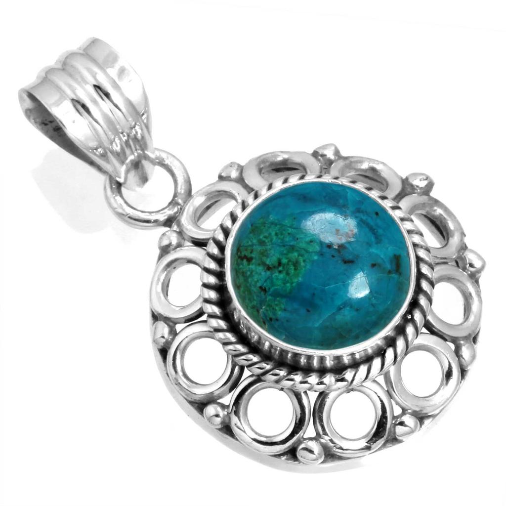 925 Sterling Silver Pendant Women Gemstone Handmade Jewelry Halloween Gift Amazonite Angelite Blue Opal Botswana Agate Mohave Azurite Chrysocolla