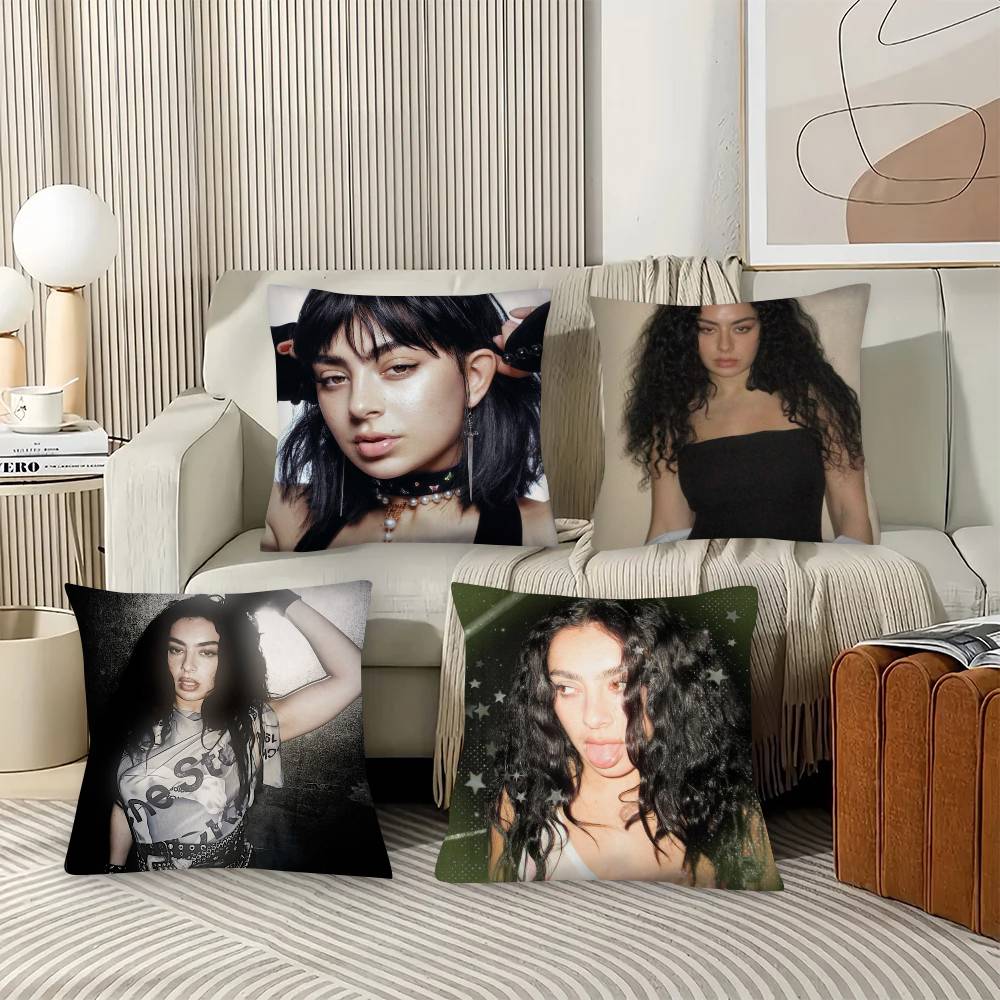 Singer Charli Xcx Pillow Case Fashion Square Pillowcase Bedroom Sofa Room Ins Decoration Leisure