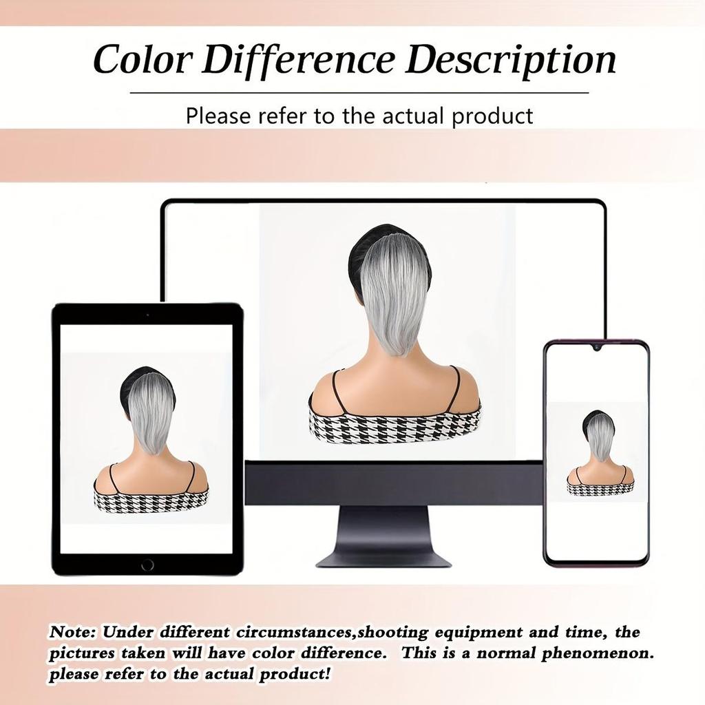 Pferdeschwanzverlängerung für glattes Haar für Frauen, einfach anzubringender Pferdeschwanz mit Kordelzug in natürlicher Schwarz-Grau-Mischung, verstellbares Gummiband mit sicherem Kamm