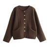 Winter New High-end Woolen Top Jacket Women's Crew Neck Short Women's Coat