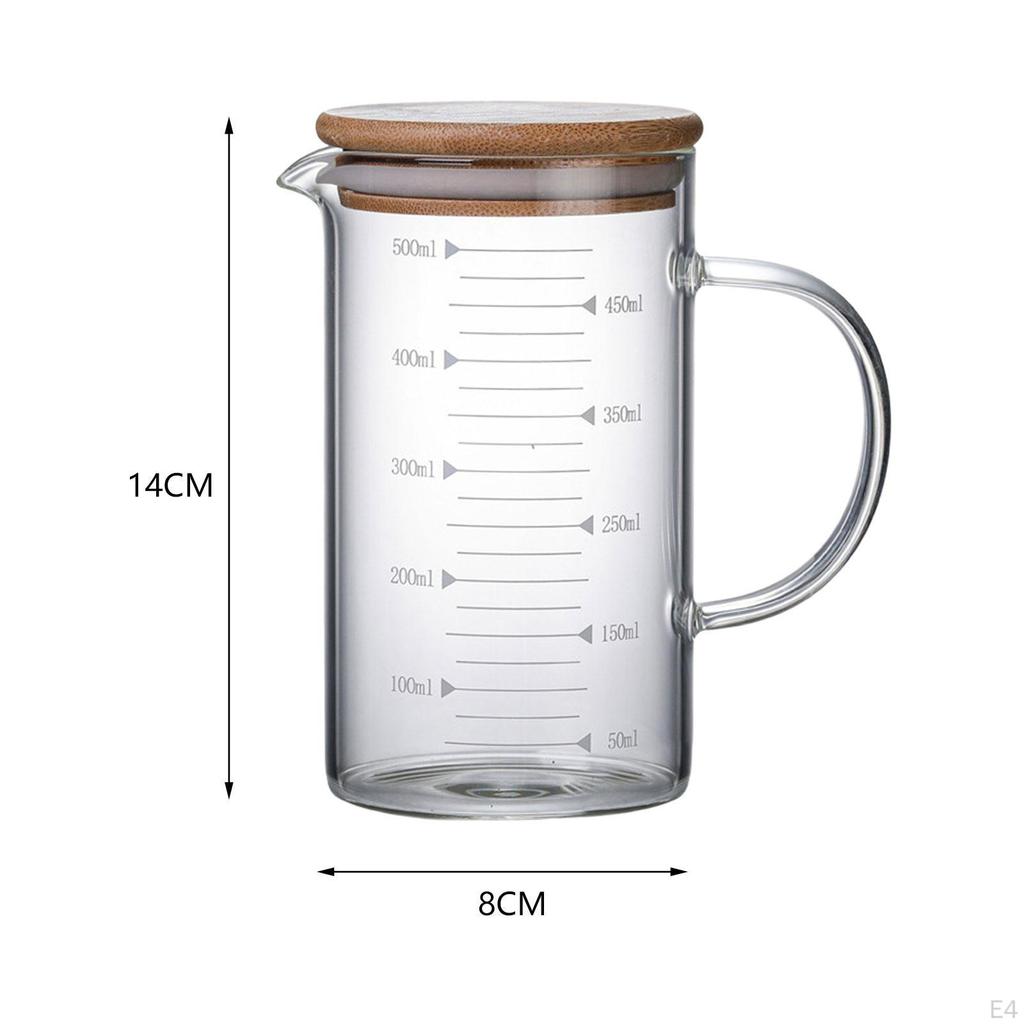 Cup Glass with Scale, Household Heat Resisttant Clear Water Pitcher lid,