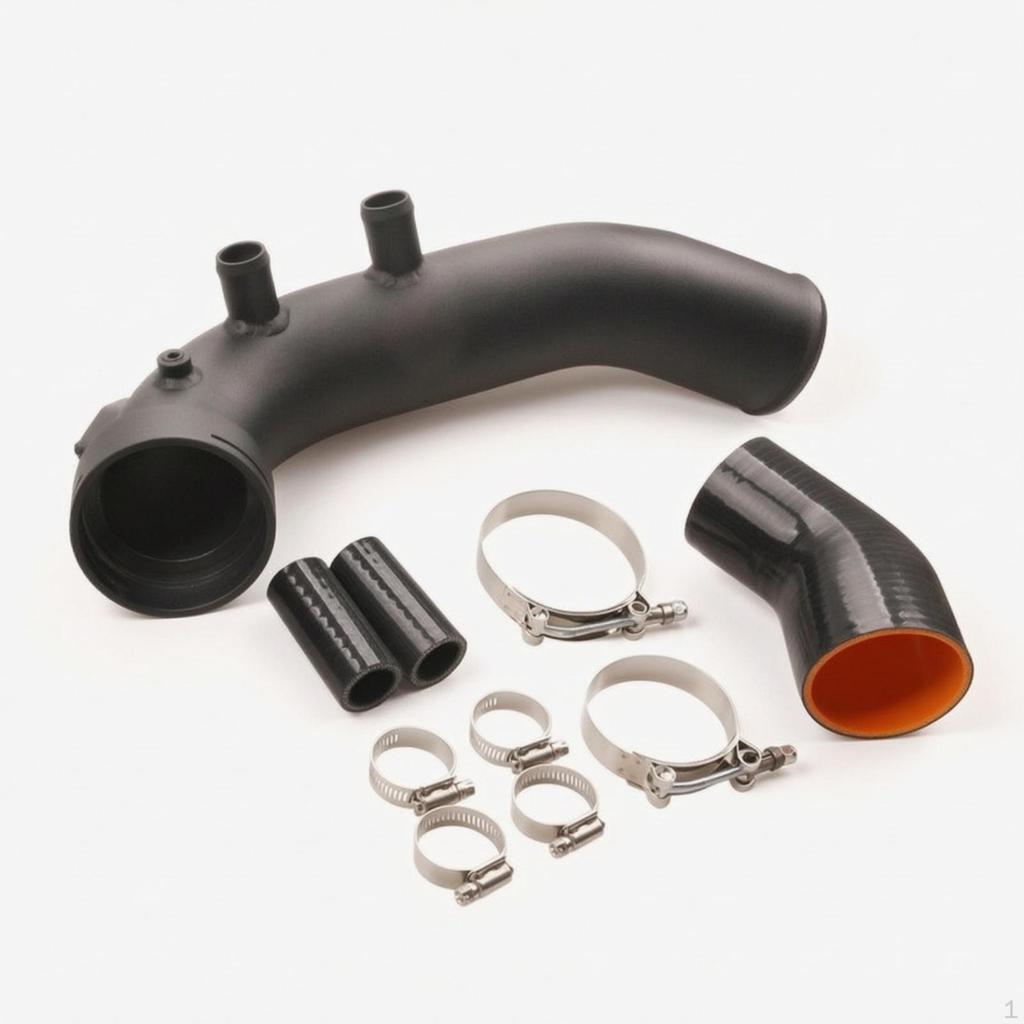 Intercooler Pipe Kit Matte Black Compressed Air Tube with Clamps Aluminum Intake for Car