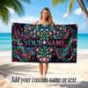 Floral Garden Theme Soft Beach Towel Personalized Custom Name Text Towel Portable for Beach Pool Travel