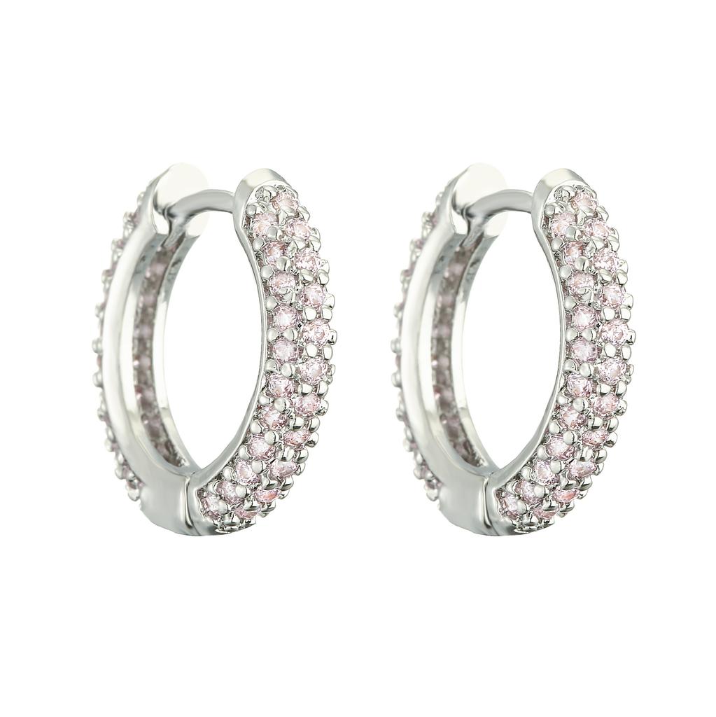 18K Gold Plated Brass Huggie Earrings with CZ Zircon Thin Ear Hoops Earring for Women Round Colorful Earring Piercing