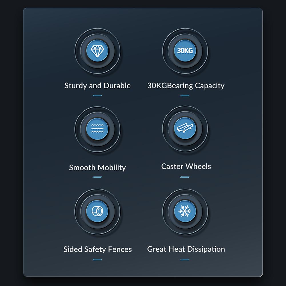 Carritos con Ruedas Bloqueables para Torre de Ordenador de Acero, Caja de Almacenamiento para PC, Soporte para PC para la Mayoría de Torres de Ordenador, PC Gaming, Caja ATX