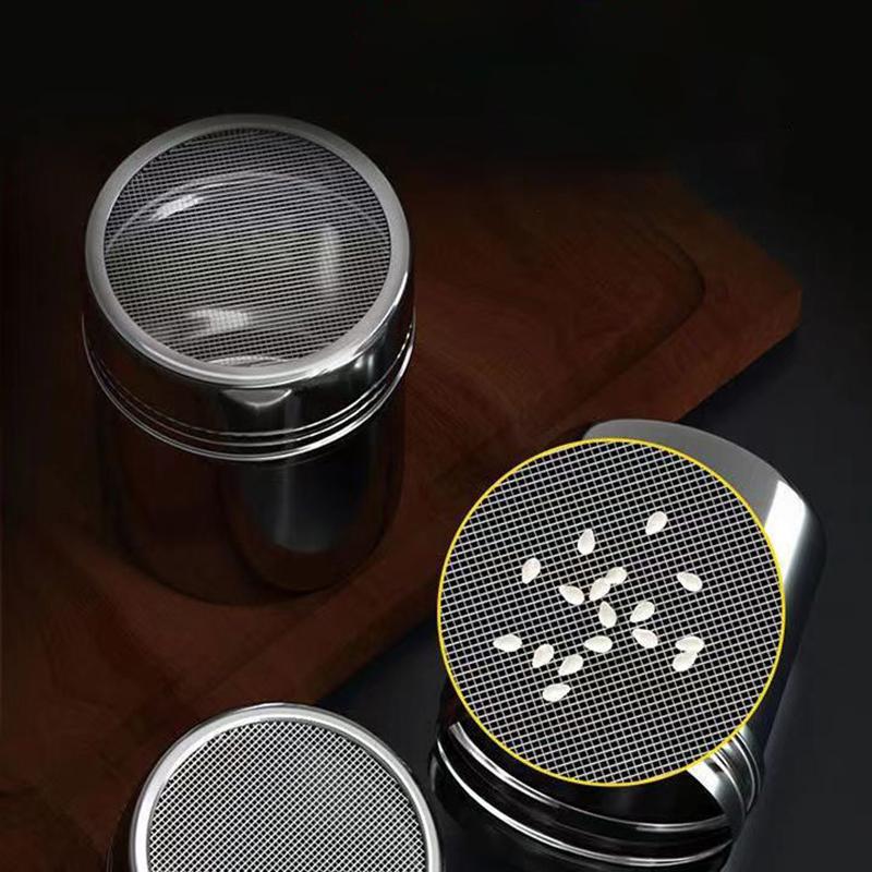 Edelstahl Kaffee Shaker Kakao Schokolade Mehl Puderzucker Sieb Filter Schaumspray Küche Kuchen BBQ Küchenhelfer mit Deckel