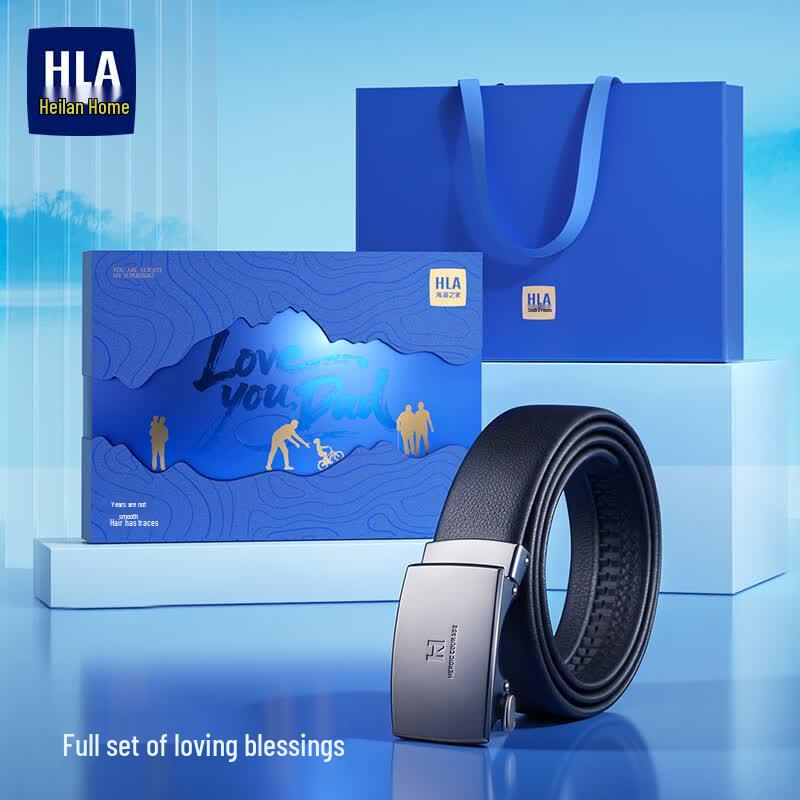 HLA Men s Top-Grain Leather Automatic Buckle Belt 125cm
