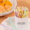 50Pcs/Set Fruit Fork Candy Color Mini Fruit Picks Plastic Snack Dessert Forks
