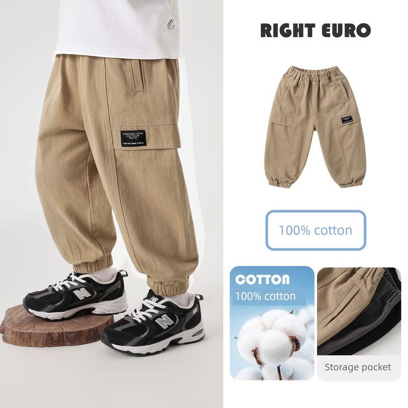Boys  Pure Cotton Pants Spring and Autumn Style Children s Cargo Pants for Older Kids 2026 New Children s Clothing Spring and Autumn Long Pants Khaki 90