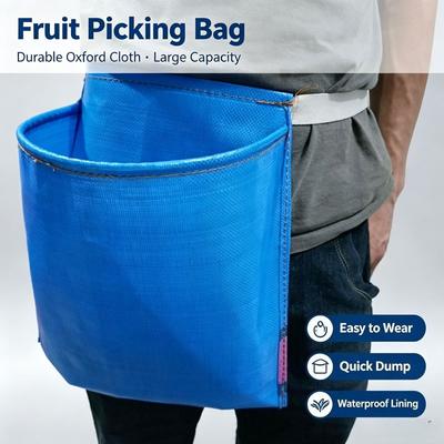 Waist‑Mounted Harvest Picking Bag, Waterproof Fruit Vegetable Gathering Apron for Farm Garden