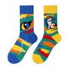 Unisex A/B Style Asymmetrical Cartoon Mid-Calf Cotton Socks