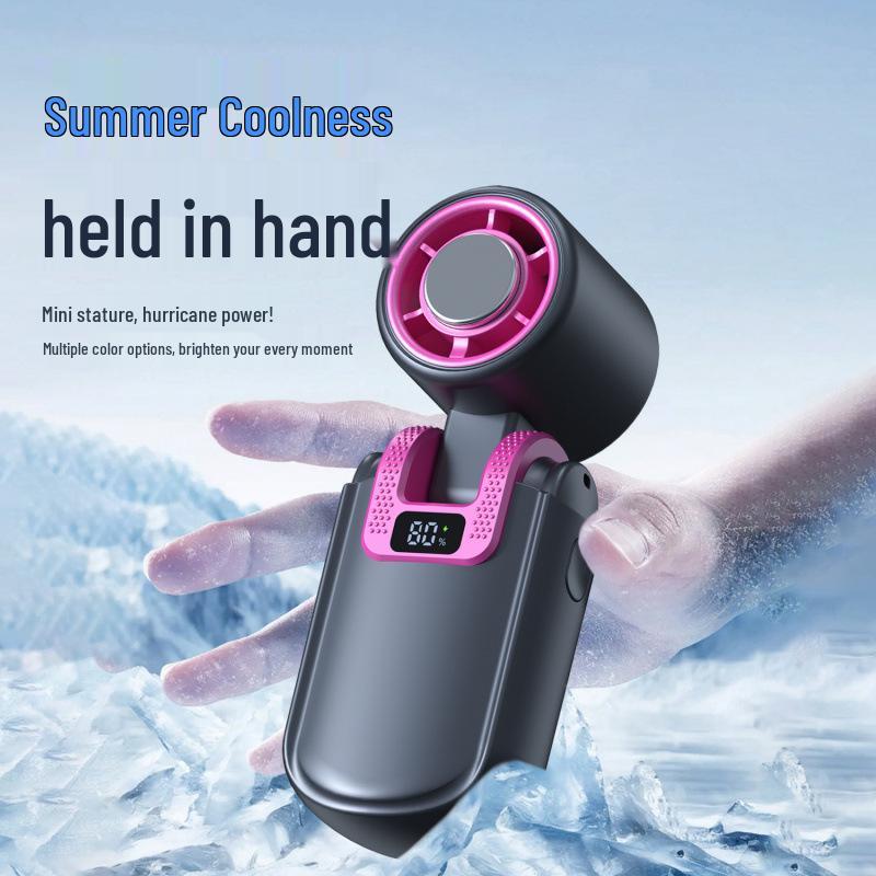Compact High-Speed Handheld Cooling Fan with Ice Pack, Portable and Rechargeable, Foldable Design