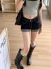 Women's High-Waist Dark Blue Denim Shorts - Sexy, Hip-Hugging A-Line with Rolled Edges for Summer