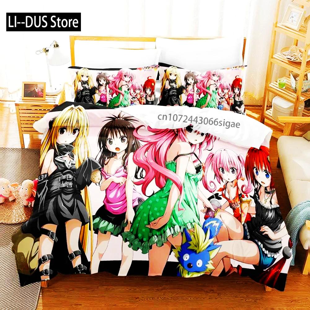 2024 Anime Adult Boys Bedspread Single Double Queen King Size To Love Ru Duvet Cover Bed Set Quilt Cover Pillowcase