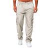 Men Casual Trousers Multi Pocket Cargo Pants Middle Waist Solid Color Loose Clothes Outdoor Sports Long Pants