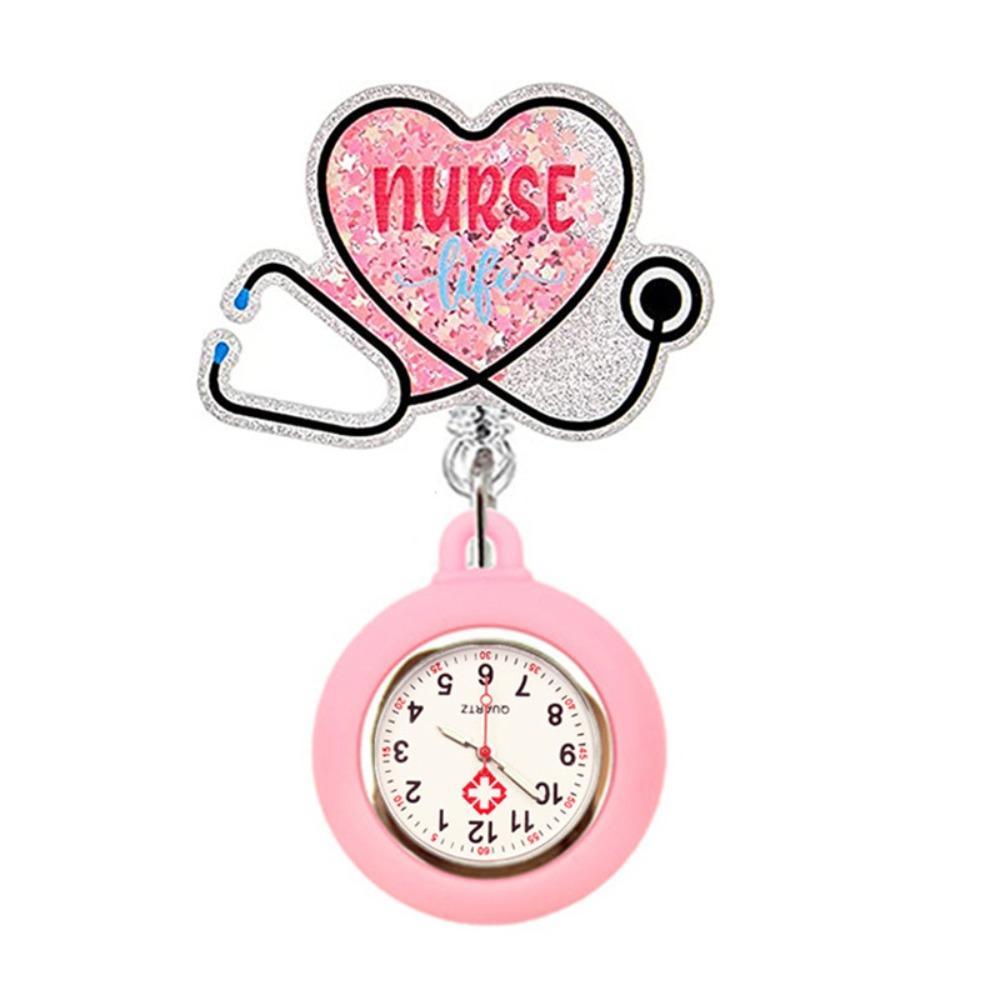 New PVC Retractable Watch Brooch Cute Appearance Lovely Cartoon Nurse Watch Colourful Doctor Pocket Watch Nurse Gifts