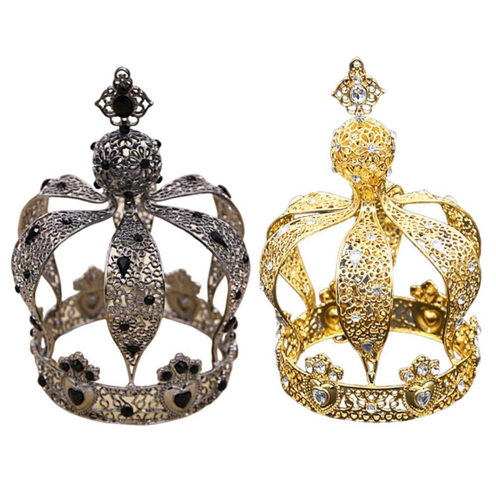 

1/2Pcs Baroque Crown Cake Topper Elegant Wedding Tiara Fashion Bridal Headband Cake Decoration золотой/чёрный